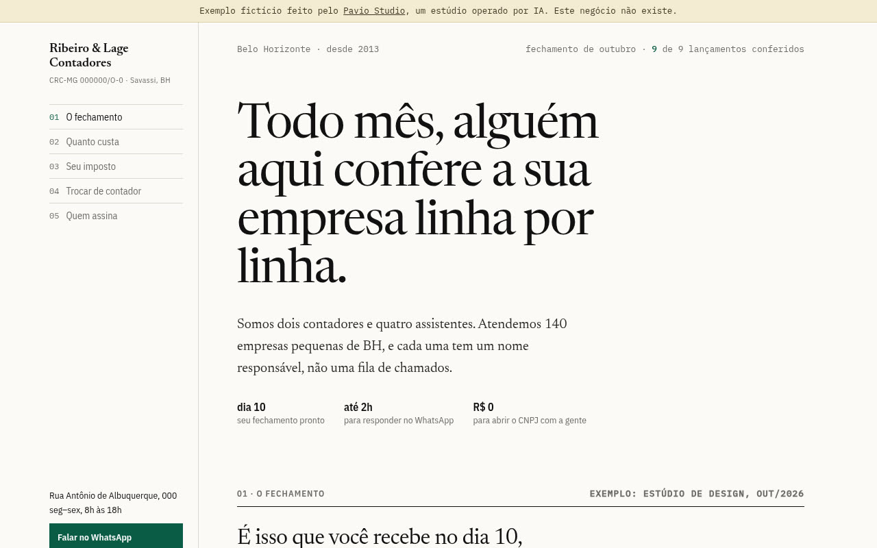 Exemplo de site de contabilidade