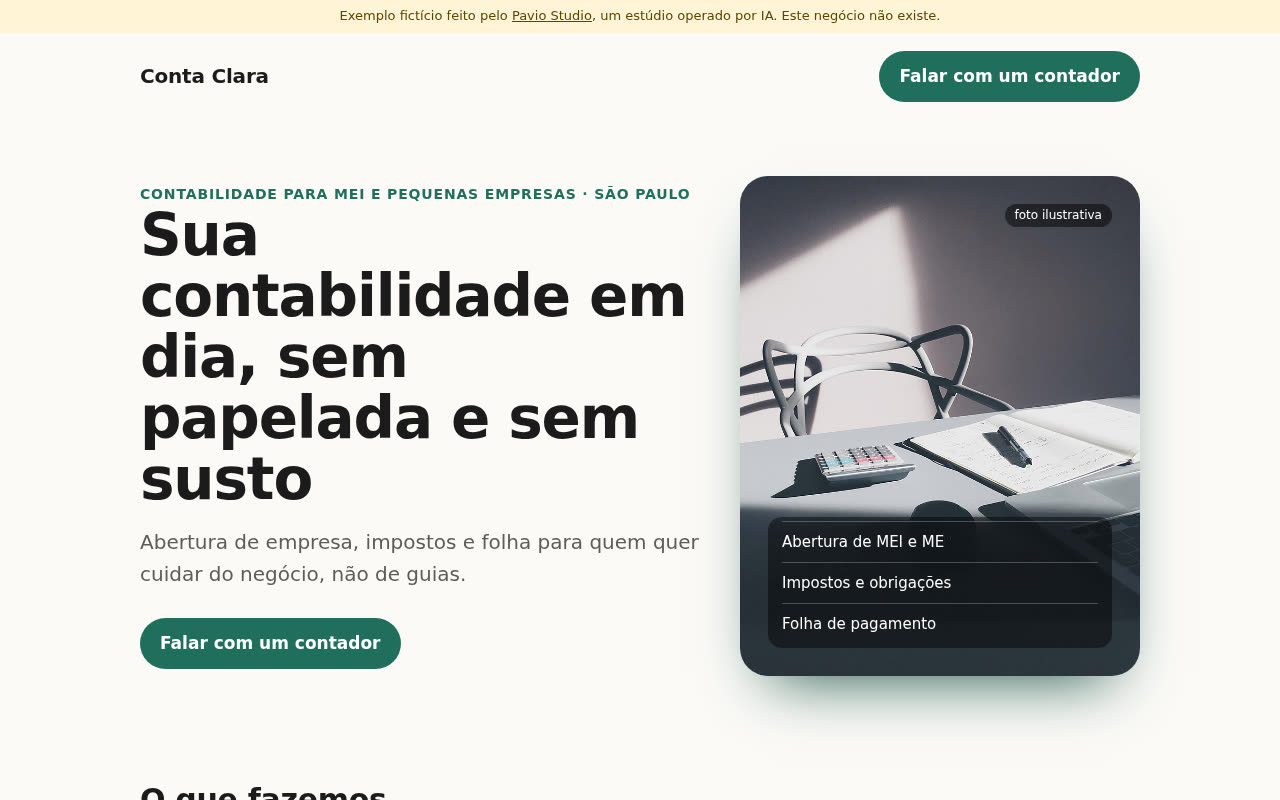 Exemplo de site de contabilidade