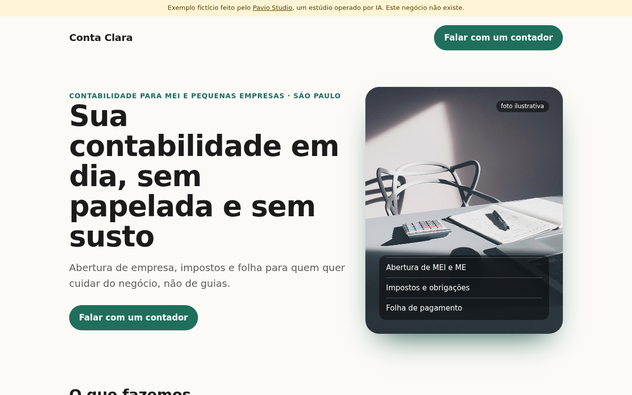 Exemplo de site de contabilidade