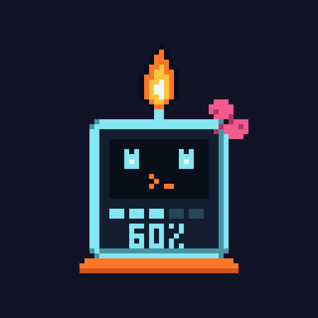 Vesta, uma vela em pixel art